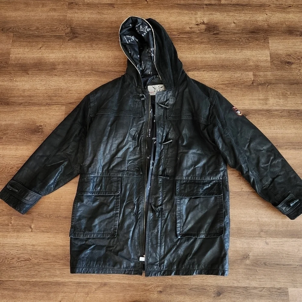 Triple Fat Goose Black Genuine Leather Men's Size Medium Coat